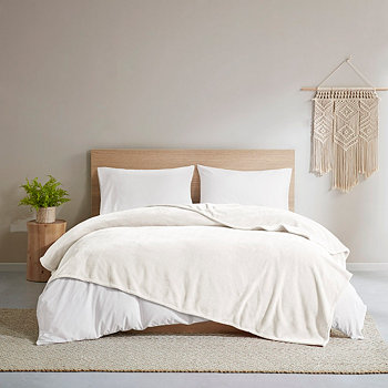Повседневное плюшевое одеяло Clean Spaces из 1 предмета, цвет слоновой кости, полный/королевский размер Gracie Mills