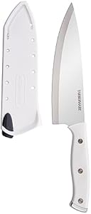 Farberware Edgekeeper Triple Riveted Chef Self-Sharpening Blade Cover, High Carbon-Stainless Steel Kitchen Ergonomic Handle, Razor-Sharp Knife, 6 Inch, White Farberware