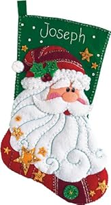 Dimensions Counted Cross Stitch ''Santa's Arrival'' Personalized Christmas Stocking Kit, 14 Count White Aida Cloth, 16'' Dimensions