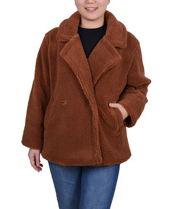 Женская двубортная куртка из шерпы с длинными рукавами NY Collection