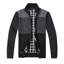 Gioberti Men's Full Zip Block Design Cardigan Sweater With Soft Brushed Flannel Lining Gioberti