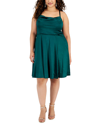 Модное платье больших размеров с воротником-хомутом и расклешенной юбкой Emerald Sundae