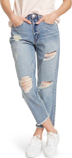 Distressed Mom Jeans Blue Revival