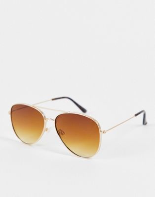 Золотистые солнцезащитные очки-авиаторы большого размера Jeepers Peepers с коричневыми линзами Jeepers Peepers