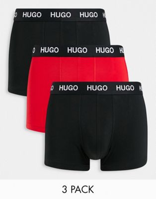 Набор из 3 трусов Hugo с поясом с логотипом черного и красного цветов HUGO Bodywear