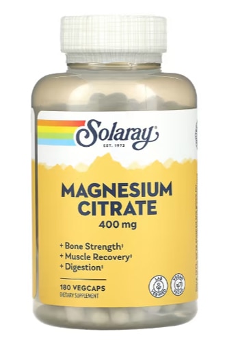 Магний Цитрат - 400 мг - 180 растительных капсул - Solaray Solaray