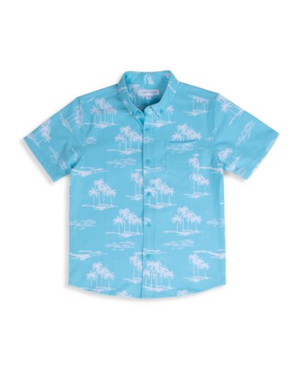 Рубашка из сирсакера с принтом пальм для мальчиков Vintage Summer
