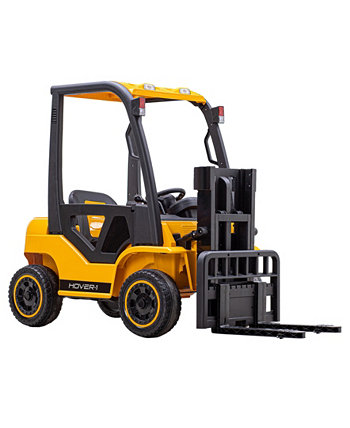 My First Forklift Electric Forklift with Ride-in Controls, Remote Control, Liftable Fork, Gears, Storage Trunk, and Pallet Yellow/Black Large Hover-1