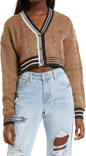 Cricket Cable Knit Crop Cardigan BDG URBAN OUTFITTERS