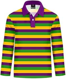 Remimi Kids Mardi Gras Print Polo Shirt St Patricks Day Collared Shirts 5-14 Years Remimi