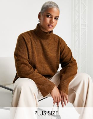  M Lounge Curve super slouchy roll neck sweater in winter brown M Lounge Curve