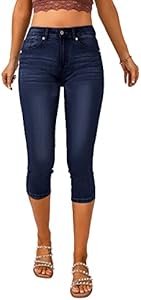 Vetinee Women's High Waisted Casual Ripped Skinny Slim Fit Stretch Denim Capri Jeans Vetinee