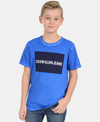 Хлопковая футболка с логотипом Big Boys Calvin Klein
