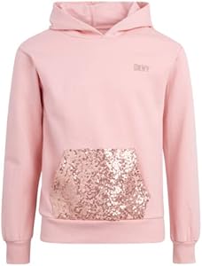 DKNY Girls' Sweatshirt - Lightweight Pullover Fleece Hoodie (7-16) DKNY