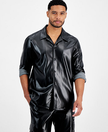 Мужская рубашка Jax из искусственной кожи, созданная для Macy's I.N.C. International Concepts