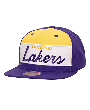 Мужская белая, фиолетовая кепка Snapback Los Angeles Lakers Retro Sport с цветными блоками и надписью Mitchell & Ness