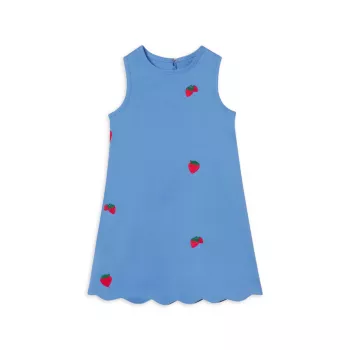 Маленькая девочка и усилитель; Платье клубничного цвета с фестонами для девочек Piper Classic Prep