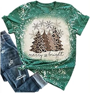 Leopard Christmas Tree Snowflake T Shirts Celebrate Christmas Vacation T Shirts Funny Merry and Bright Graphic Tees Tops LANMERTREE