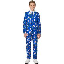 Boys 4-16 Suitmeister Blue Snowman Christmas Suit Suitmeister