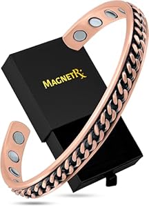 MagnetRX® Copper Magnetic Bracelets – Effective Pure Copper Bracelet for Men and Women – Copper Cuff Adjustable Magnetic Bracelet Bangles (Curb Chain Inlay) MagnetRX