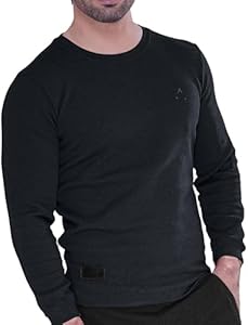 Men's Long Sleeve Waffle Thermal Shirt Top, Knitted Sweater, Sweatshirt for Men BLUSPEAR