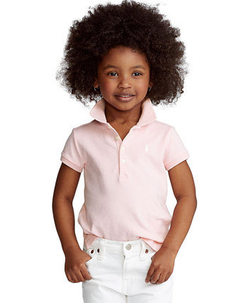 Рубашка-поло из эластичного хлопка с короткими рукавами для малышей и маленьких девочек Polo Ralph Lauren