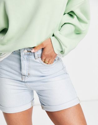 DTT Caidi high wasited denim shorts in light blue  Don't Think Twice