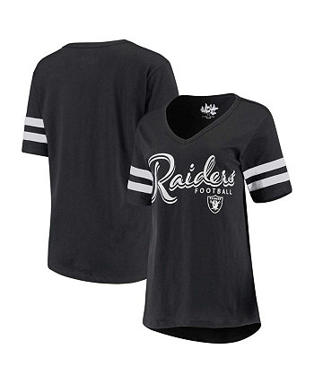 Женская черная футболка Las Vegas Raiders Triple Play с v-образным вырезом Touch
