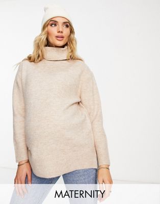 New Look Maternity turtle neck sweater in oatmeal New Look Maternity