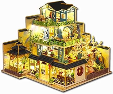 Yuzhen DIY Miniature Dollhouse with Furniture and LED Lights, Japanese Style Wooden Mini-House Includes Dustcover and Music Movement, Collectibles for Hobbies Yuzhen