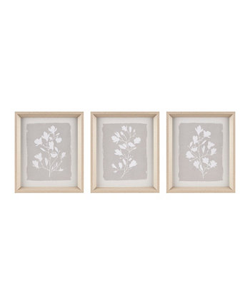 Графическое настенное искусство Fair Florets из 3 предметов с принтом в рамке, 14 x 12 дюймов Madison Park