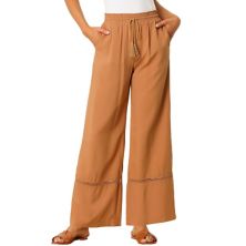 Женские летние широкие брюки с рюшами и эластичной талией в стиле бохо-палаццо с карманами ALLEGRA K