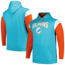 Men's Profile Aqua Miami Dolphins Big & Tall Trench Battle Pullover Hoodie Unbranded