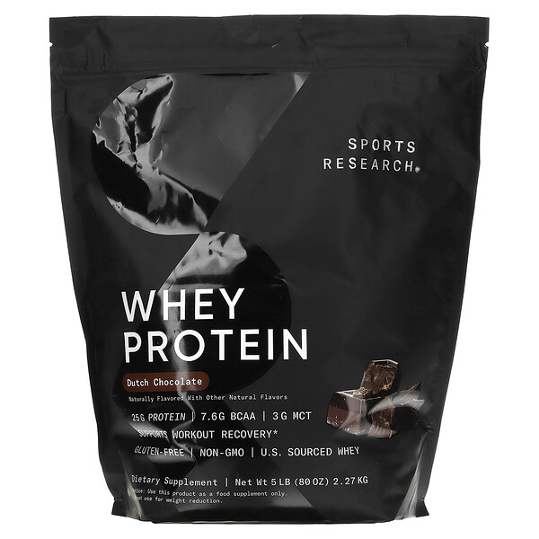 Whey Protein, Dutch Chocolate, 5 lb (Фунты) (2.27 kg) Sports Research