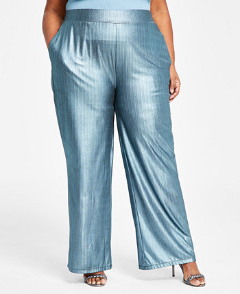 Модные широкие брюки цвета металлик больших размеров Nina Parker