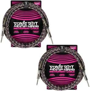 Ernie Ball Braided Instrument Cable Set Straight/Straight Length 10ft in Purple Python (P06427) - Pack of 2 Ernie Ball