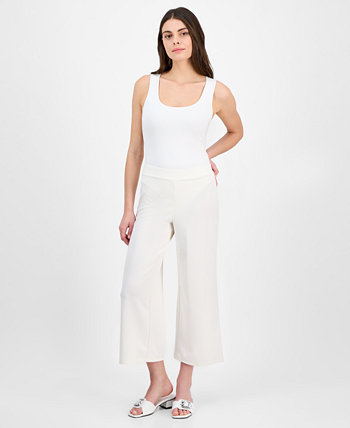 Women's Textured Knit Crepe Pull-On Cropped Palazzo Pants Anne Klein