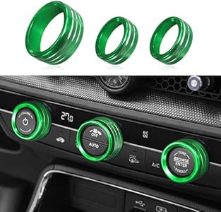 3PCS Air Conditioner Switch Button Knob Cover, Aluminum Alloy Trim Cover, Air Conditioner Knob Ring, Trailer Gear Switch Knob Cover Compatible with Dodge Challenger Durango 2015-2022 (Black) Rgoaanc