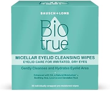 Biotrue Micellar Eyelid Cleansing Wipes are Eyelid Care for Irritated and Dry Eyes from Bausch + Lomb, Fragrance Free, Soothing, Naturally Inspired, Pack of 30 Biotrue