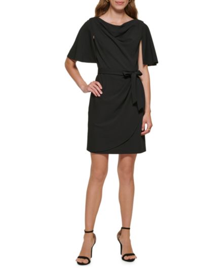 Платье с воротником-хомутом и искусственным запахом DKNY