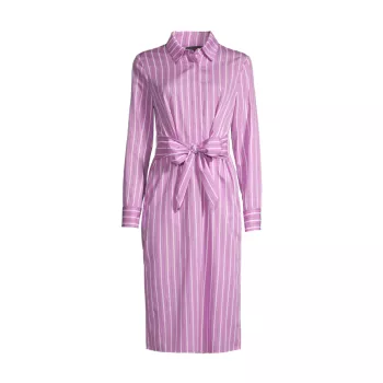 Полосатое платье-рубашка с завязкой спереди Donna Karan New York