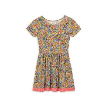 Маленькая девочка &amp;amp; Платье для девочки с цветочным принтом и кружевной отделкой PEEK