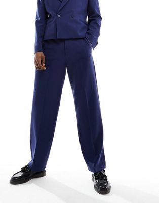 Темно-синие широкие костюмные брюки ASOS DESIGN ASOS DESIGN