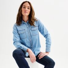 Женская джинсовая рубашка на пуговицах Sonoma Goods For Life® премиум-класса SONOMA