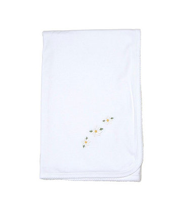 Baby Birl Hand Embroidered Magnolia Receiving Blanket Cuclie