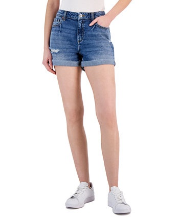 Women's High-Rise Cuffed Denim Shorts, Created for Macy's INC International Concepts