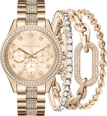 Kendall + Kylie Стеклянные хрустальные часы и браслет из жетонов, набор из 2 предметов, 40 мм I TOUCH