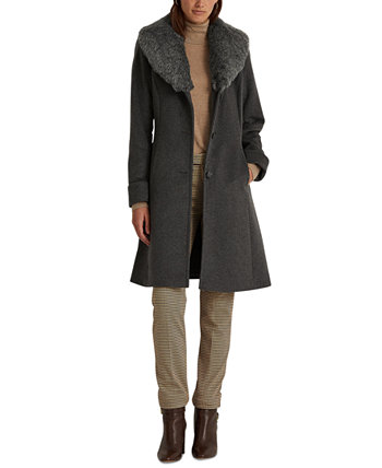 Женское Пальто из Шерстяного Смесового Материала с Имитацией Меха LAUREN Ralph Lauren LAUREN Ralph Lauren