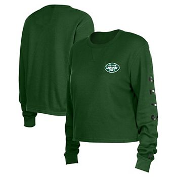 Women's New Era  Green New York Jets Thermal Crop Long Sleeve T-Shirt New Era