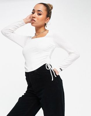 Белый топ с длинными рукавами и завязками по бокам Calvin Klein Jeans Calvin Klein Jeans